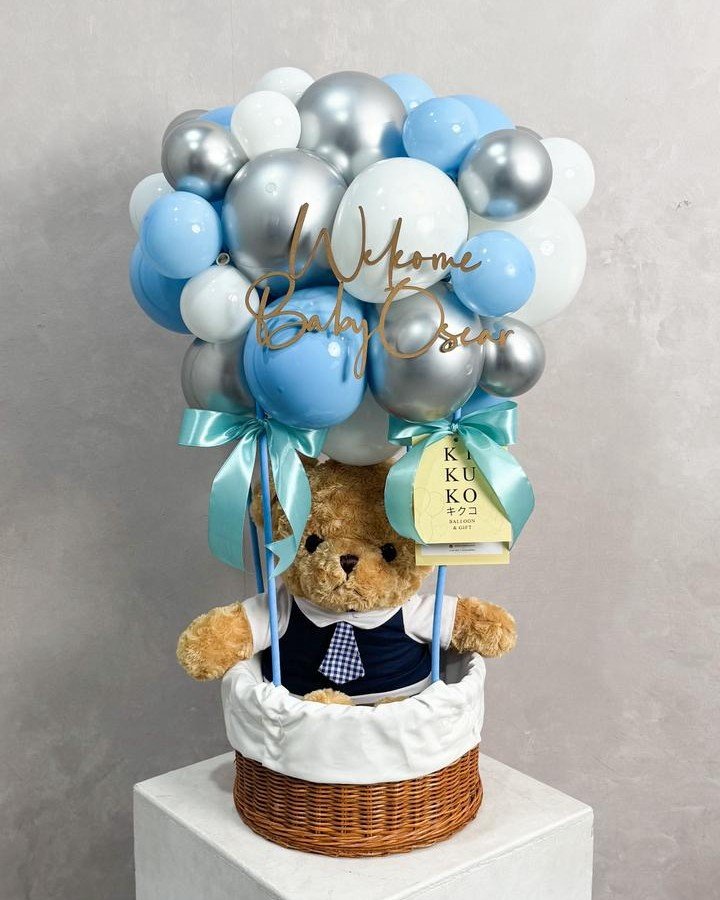 Basket hot air balloon with teddy bear - Image 8