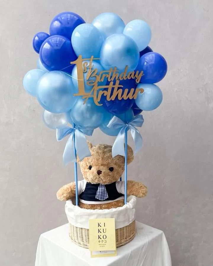 Basket Hot Air Balloon With Teddy Bear
